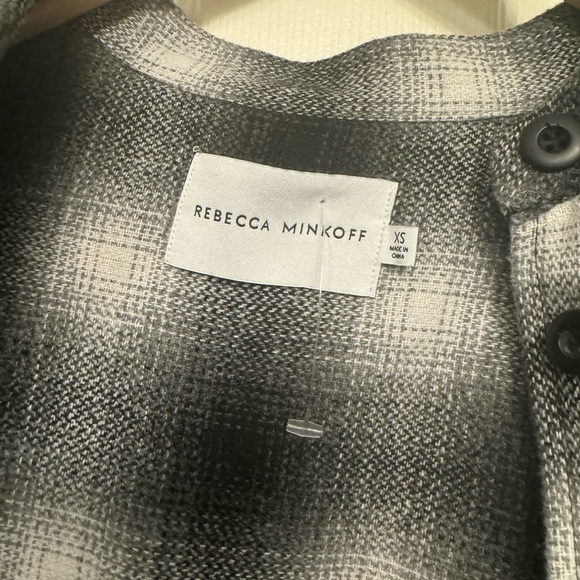 New -Rebecca Minkoff Size XS Black White Plaid Flannel Shirt Shacket Jacket - Picture 5 of 7